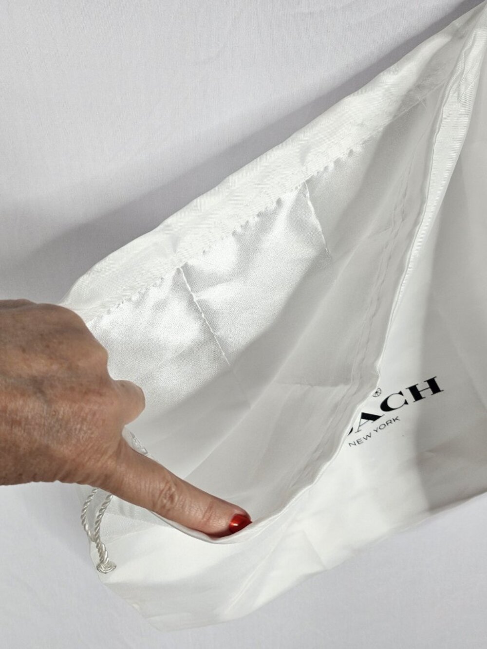 Coach Dust Bag | Satin Drawstring Storage Bag | Ivory White | Large - Picture 3 of 5